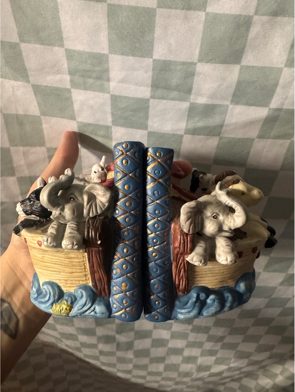 Vintage Noah's Ark Themed Ceramic Bookends